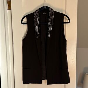Sparkle & Fade Black Vest with Silver Embellishments